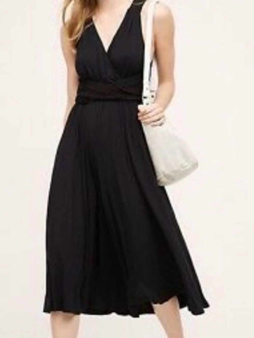 Anthropologie Black Sleeveless V-Neck Jumpsuit